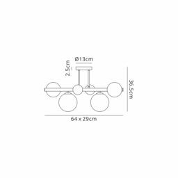 Marshall Semi Flush Ceiling Lamp, 6 Light G9, Satin Black, Amber Plated Glass - thumbnail 2
