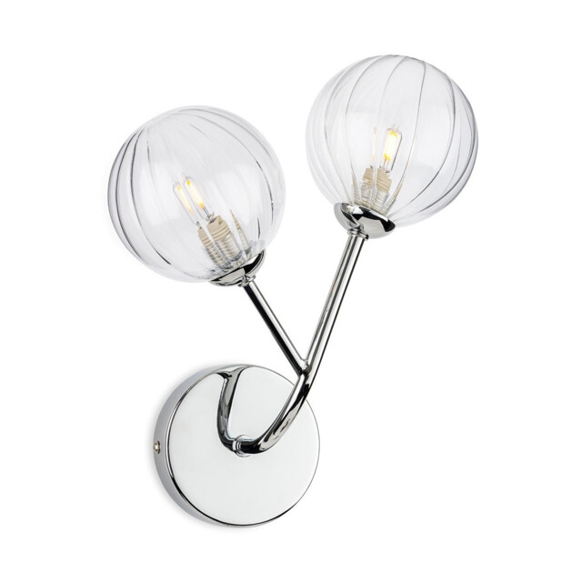 Groves Globe 2 Light Wall Chrome with Clear Decorative Glass 2xG9