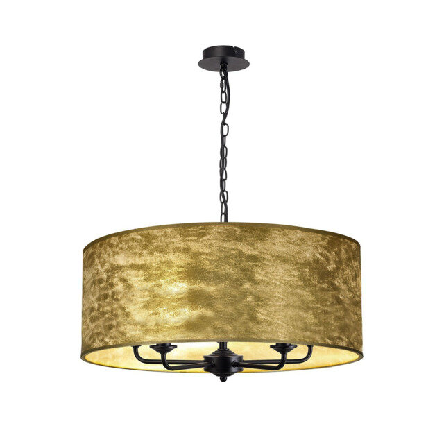Banyan 5 Light Multi Arm Pendant With 60cm x 22cm Gold Leaf Shade Matt Black/Gold Leaf - image 1