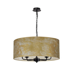 Banyan 5 Light Multi Arm Pendant With 60cm x 22cm Gold Leaf Shade Matt Black/Gold Leaf - thumbnail 5