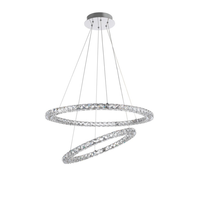 Celine Integrated LED Pendant Ceiling Light Chrome Aluminium, K9 Crystal Adjustable LED 60W 3600Lm 3500K - image 1