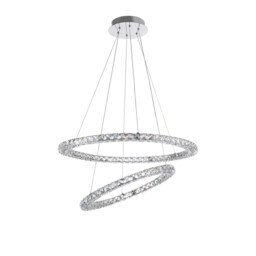 Celine Integrated LED Pendant Ceiling Light Chrome Aluminium, K9 Crystal Adjustable LED 60W 3600Lm 3500K - thumbnail 1