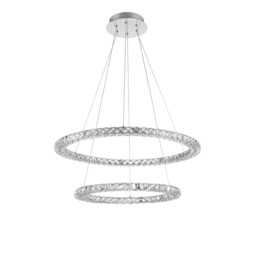 Celine Integrated LED Pendant Ceiling Light Chrome Aluminium, K9 Crystal Adjustable LED 60W 3600Lm 3500K - thumbnail 3