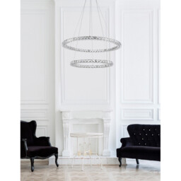 Celine Integrated LED Pendant Ceiling Light Chrome Aluminium, K9 Crystal Adjustable LED 60W 3600Lm 3500K - thumbnail 2