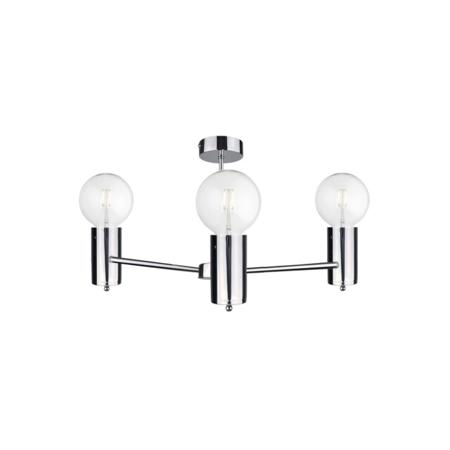 Arde Multi Arm Semi Flush Ceiling Light Silver, 60cm, 3x E27