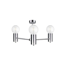 Arde Multi Arm Semi Flush Ceiling Light Silver, 60cm, 3x E27