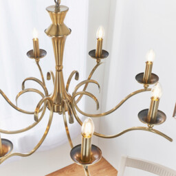 Kora 8 Light Chandelier Antique Brass Finish, E14 - thumbnail 3