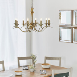 Kora 8 Light Chandelier Antique Brass Finish, E14 - thumbnail 2