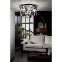 Class Flush Ceiling Round 20 Light G4 Polished Chrome/Black Glass/Crystal - thumbnail 3