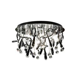 Class Flush Ceiling Round 20 Light G4 Polished Chrome/Black Glass/Crystal - thumbnail 1