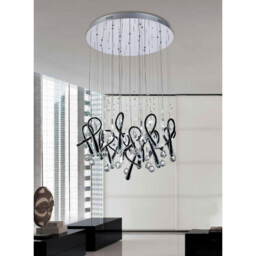 Class Flush Ceiling Round 20 Light G4 Polished Chrome/Black Glass/Crystal - thumbnail 5