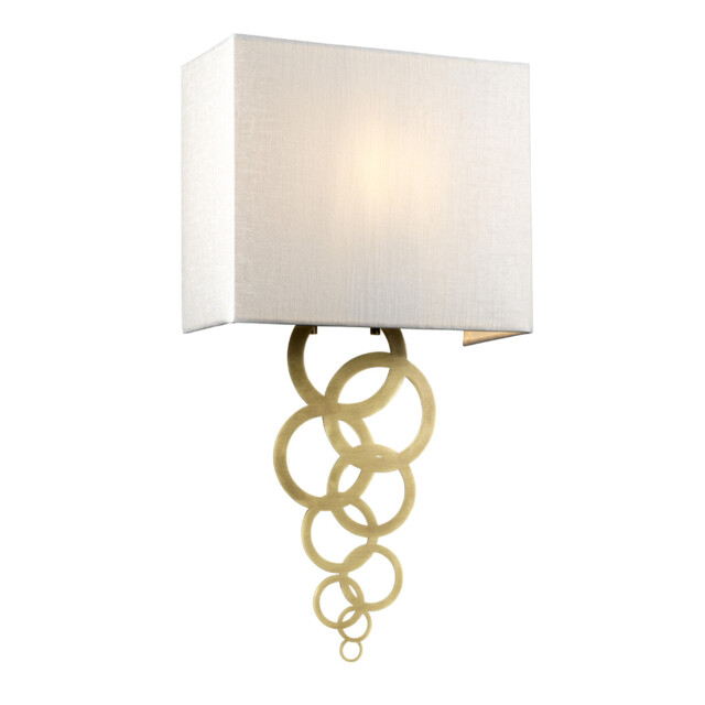 Rosa Medium 1 Light Wall Light, Aged Brass, Ivory Faux Silk Shade - image 1