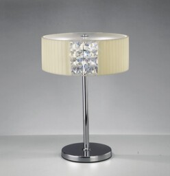 Evelyn Table Lamp Round with Cream Shade 2 Light Polished Chrome, Crystal - thumbnail 2