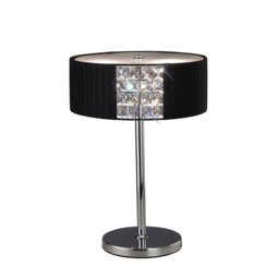 Evelyn Table Lamp Round with Cream Shade 2 Light Polished Chrome, Crystal - thumbnail 5