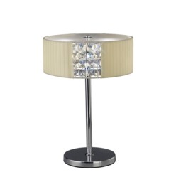 Evelyn Table Lamp Round with Cream Shade 2 Light Polished Chrome, Crystal