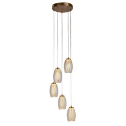 Cyclone 5 Light Pendant Bronze, Champagne Glass - thumbnail 1