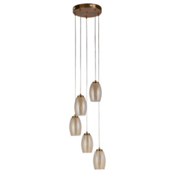 Cyclone 5 Light Pendant Bronze, Champagne Glass - thumbnail 2