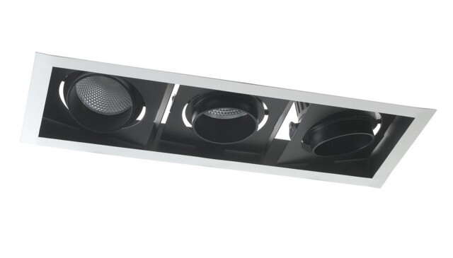 APOLLO LED 3 Light Recessed Adjustable Downlight Black 10800lm 3000K 51.3x18.8x12cm