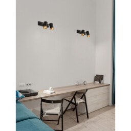 Pogno 2 Light Twin Ceiling Spotlight Sandy black, Gold Aluminium LED GU10 2x10W - thumbnail 2