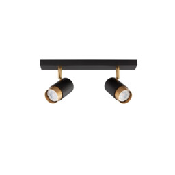 Pogno 2 Light Twin Ceiling Spotlight Sandy black, Gold Aluminium LED GU10 2x10W - thumbnail 1