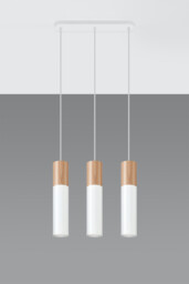 Pablo Triple Hanging Pendant Light White, Natural Wood GU10 - thumbnail 2