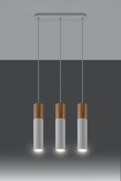 Pablo Triple Hanging Pendant Light White, Natural Wood GU10 - thumbnail 3