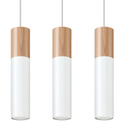 Pablo Triple Hanging Pendant Light White, Natural Wood GU10