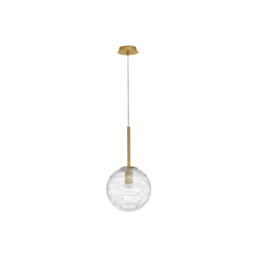 Coen 25cm Globe Pendant Ceiling Light Brass Gold Metal Clear Glass LED E27 - thumbnail 1