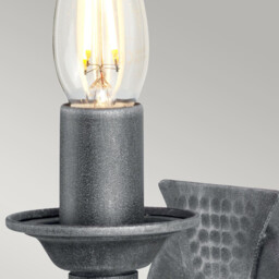 Saxon 1 Light Indoor Candle Wall Light Silver, Black, E14 - thumbnail 2