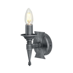 Saxon 1 Light Indoor Candle Wall Light Silver, Black, E14 - thumbnail 1