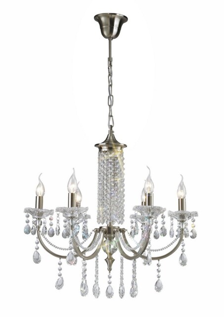 Leana Ceiling Pendant Chandelier 6 Light Satin Nickel, Crystal - image 1