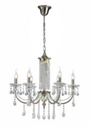 Leana Ceiling Pendant Chandelier 6 Light Satin Nickel, Crystal - thumbnail 1