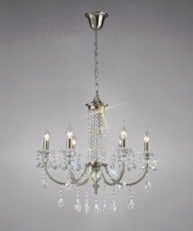 Leana Ceiling Pendant Chandelier 6 Light Satin Nickel, Crystal - thumbnail 2