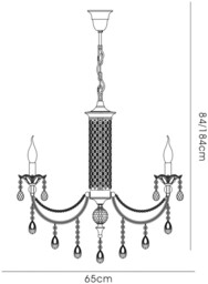 Leana Ceiling Pendant Chandelier 6 Light Satin Nickel, Crystal - thumbnail 3