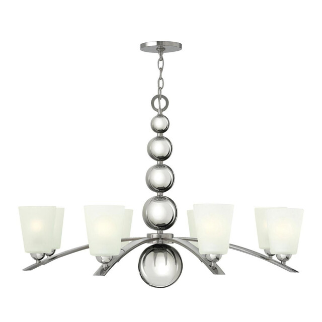 Zelda 8 Light Multi Arm Chandelier Polished Nickel Finish, E27 - image 1