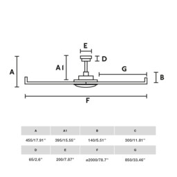 Rotterdam XL 200cm Ceiling Fan Matt Black - 6 Blade - thumbnail 5