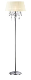 Olivia Floor Lamp with Ivory Cream Shade 3 Light Polished Chrome, Crystal