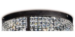 Celsa Ceiling Cylindrical 4 Light Polished Chrome, Dark Brown Faux Leather, Crystal - thumbnail 5