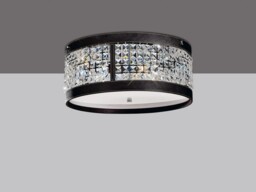 Celsa Ceiling Cylindrical 4 Light Polished Chrome, Dark Brown Faux Leather, Crystal - thumbnail 2
