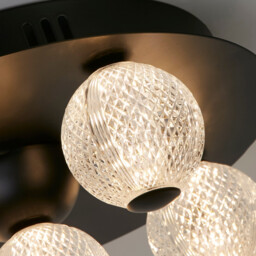 Asteroid LED Flush Light, Black Metal with Clear Acrylic Balls - thumbnail 3