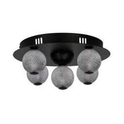 Asteroid LED Flush Light, Black Metal with Clear Acrylic Balls - thumbnail 2