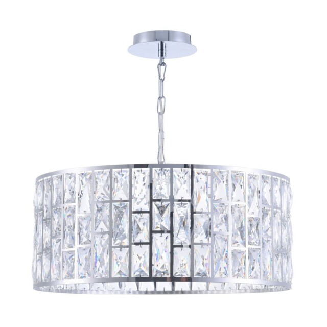 Gelid Chandelier Cylindrical Pendant Chrome & Crystal, 4 Light, E27 - image 1