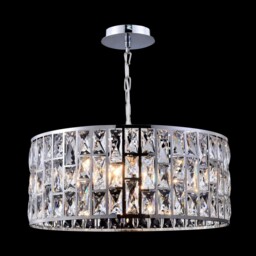 Gelid Chandelier Cylindrical Pendant Chrome & Crystal, 4 Light, E27 - thumbnail 5