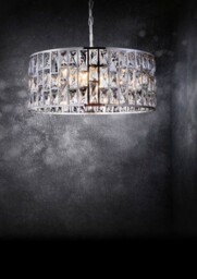 Gelid Chandelier Cylindrical Pendant Chrome & Crystal, 4 Light, E27 - thumbnail 2