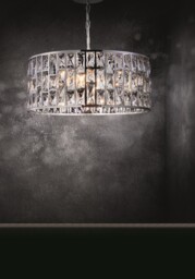 Gelid Chandelier Cylindrical Pendant Chrome & Crystal, 4 Light, E27 - thumbnail 3