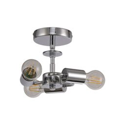 Baymont Polished Chrome 3 Light E27 Drop Flush With 40cm x 18cm Silver Leaf Shade - thumbnail 5