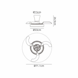 Niseko Fan XS 33cm 25W LED Dimmable Ceiling Light With 25W DC Fan, 2700-5000K Remote Control, 2500lm, Wood/White - thumbnail 3