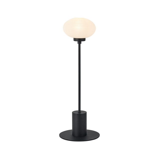 Addie Table Lamp, 1 Globe Light G9, Satin Black/Opal Glass - image 1