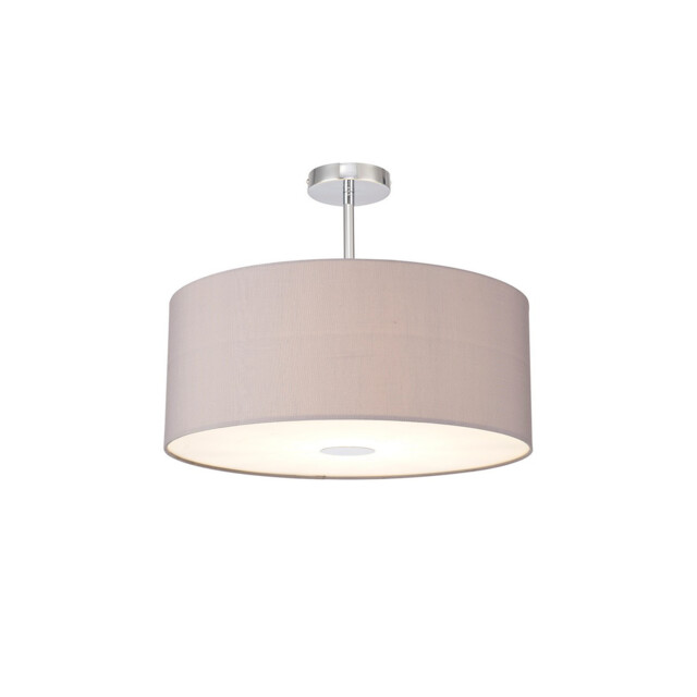 Baymont Polished Chrome E27 Semi Flush With 50cm x 20cm Faux Silk Shade, Grey/White Laminate - image 1
