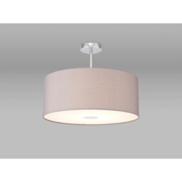 Baymont Polished Chrome E27 Semi Flush With 50cm x 20cm Faux Silk Shade, Grey/White Laminate - thumbnail 2